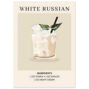 Artfulprints Poster White Russian cocktail – Ingrediënten – 50×70 cm –