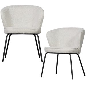 WOOOD eetkamerstoelen Admit – Bouclé – Naturel – Set van 2 WOOOD eetkamerstoelen Admit – Bouclé – Naturel – Set van 2