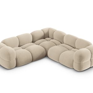 Cosmopolitan Design Hoekbank Loretto 4-zits, flueel lichtbeige – 250×2 Cosmopolitan Design Hoekbank Loretto 4-zits, flueel lichtbeige – 250×2