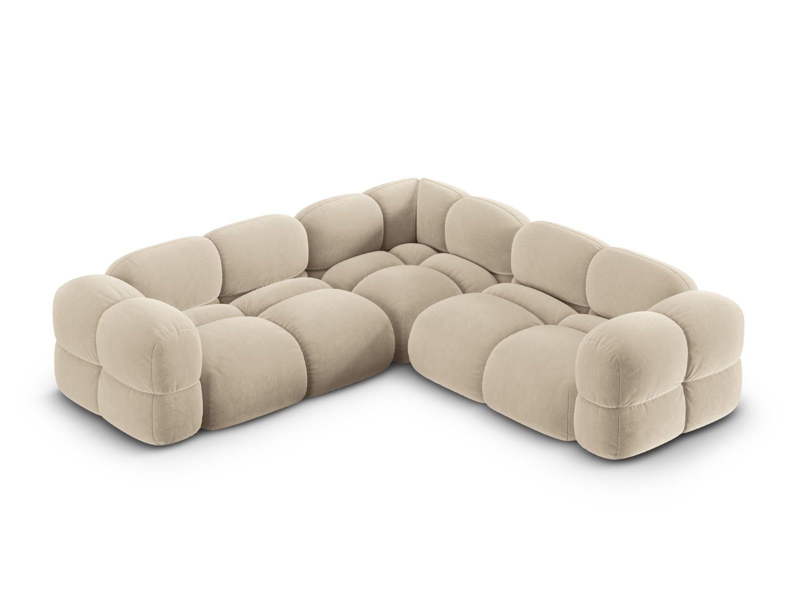 Cosmopolitan Design Hoekbank Loretto 4-zits, flueel lichtbeige - 250x2
