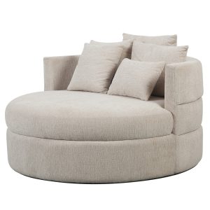DÉJA Living Loveseat Miles – Zand Stof – Ø124x84cm DÉJA Living Loveseat Miles – Zand Stof – Ø124x84cm