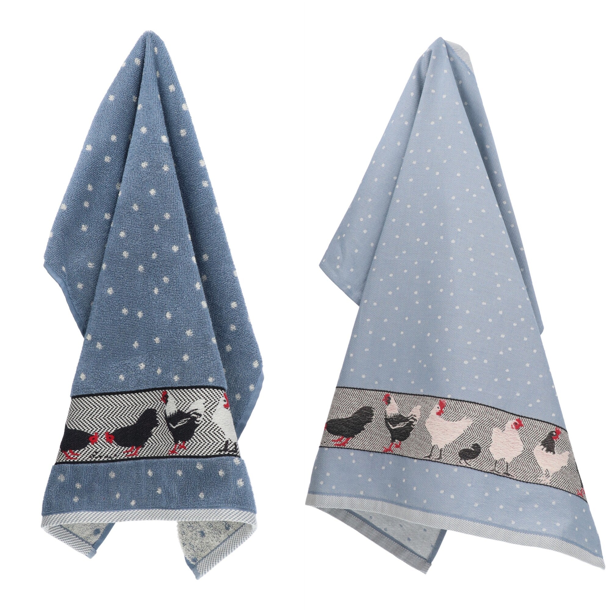 Luxe Keukendoek en Theedoek Kip Grijs Blauw - Bunzlau Castle - 100% bi