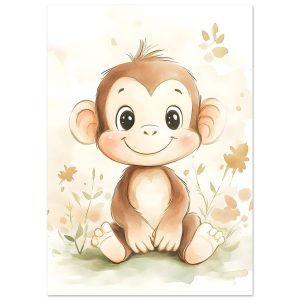 Artfulprints Poster Baby aap – A4 21×29.7 cm – Bruin Artfulprints Poster Baby aap – A4 21×29.7 cm – Bruin