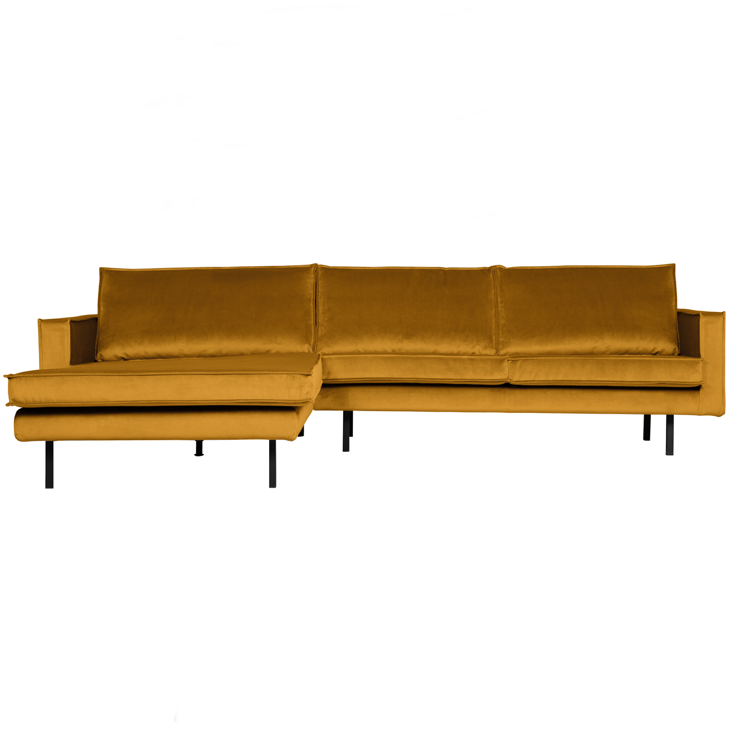 WOOOD chaise longue links Rodeo - Velvet - Oker - 85x300x155
