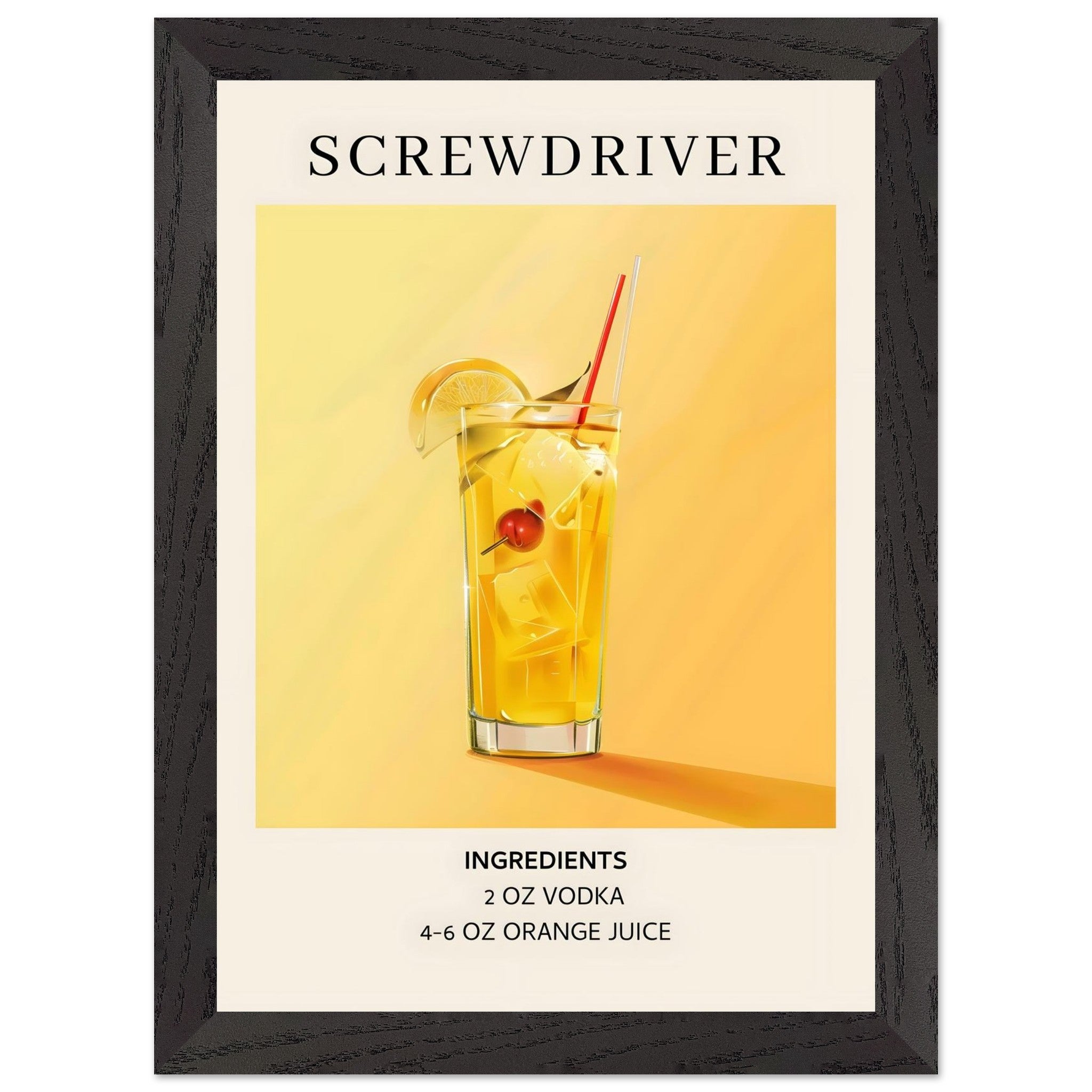 Artfulprints Poster met Lijst Screwdriver cocktail - Ingrediënten - A4