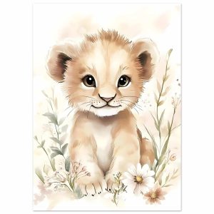 Artfulprints Poster Leeuwtje in bloemenweide – 50×70 cm – Bruin Artfulprints Poster Leeuwtje in bloemenweide – 50×70 cm – Bruin