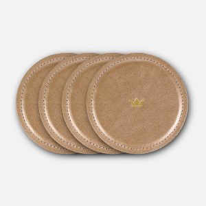 Dutchdeluxes Onderzetters – Waterafstond – Leer – 4 stuks – Goudkleuri Dutchdeluxes Onderzetters – Waterafstond – Leer – 4 stuks – Goudkleuri