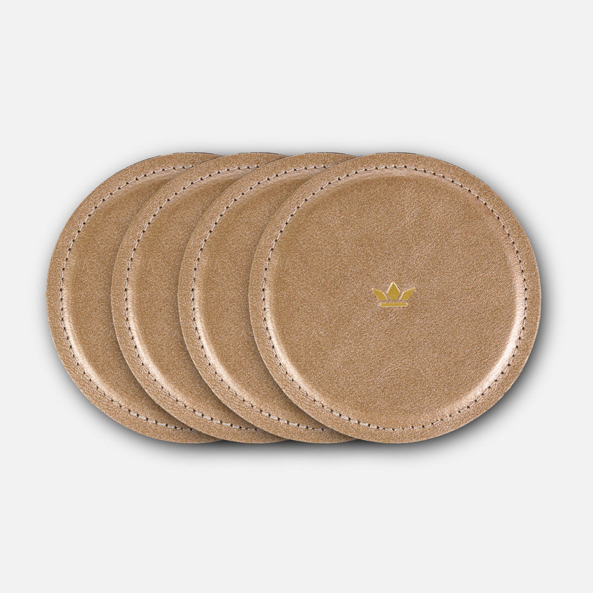Dutchdeluxes Onderzetters - Waterafstond - Leer - 4 stuks - Goudkleuri