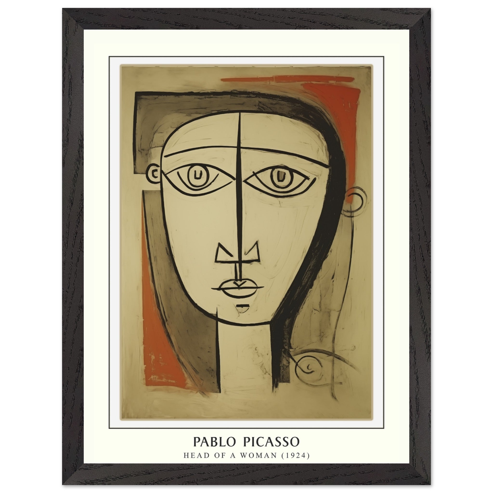 Artfulprints Poster met Lijst Pablo Picasso - Head of a woman - 30x40