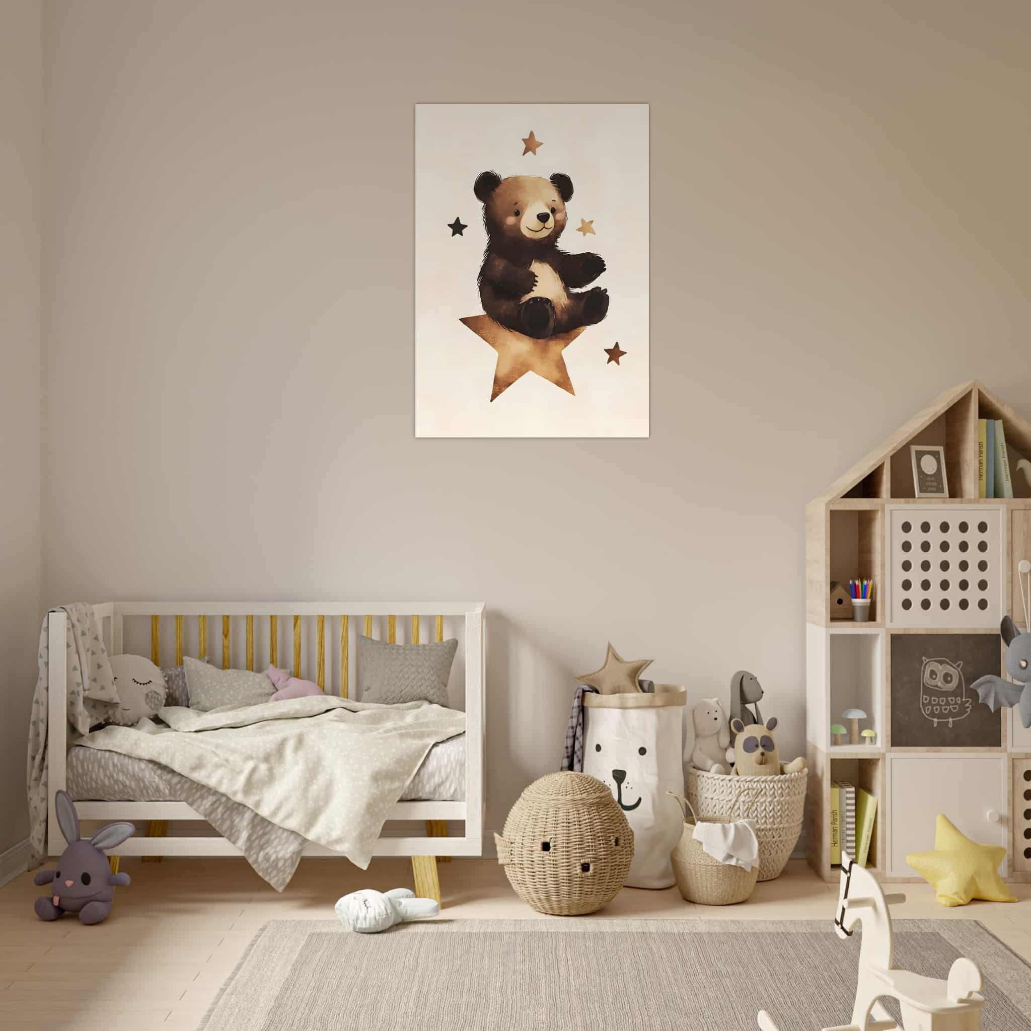 Artfulprints Poster Dromende beer - 70x100 cm - Bruin