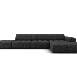 Cosmopolitan Design rechter hoekbank Chicago 5-zits, chenille zwart – Cosmopolitan Design rechter hoekbank Chicago 5-zits, chenille zwart –