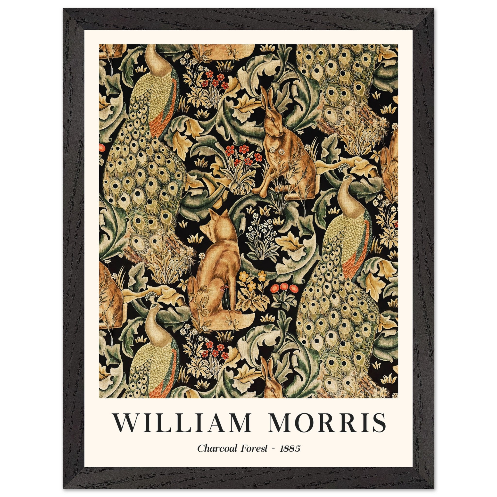 Artfulprints Poster met Lijst William Morris - Charcoal forrest - 30x4