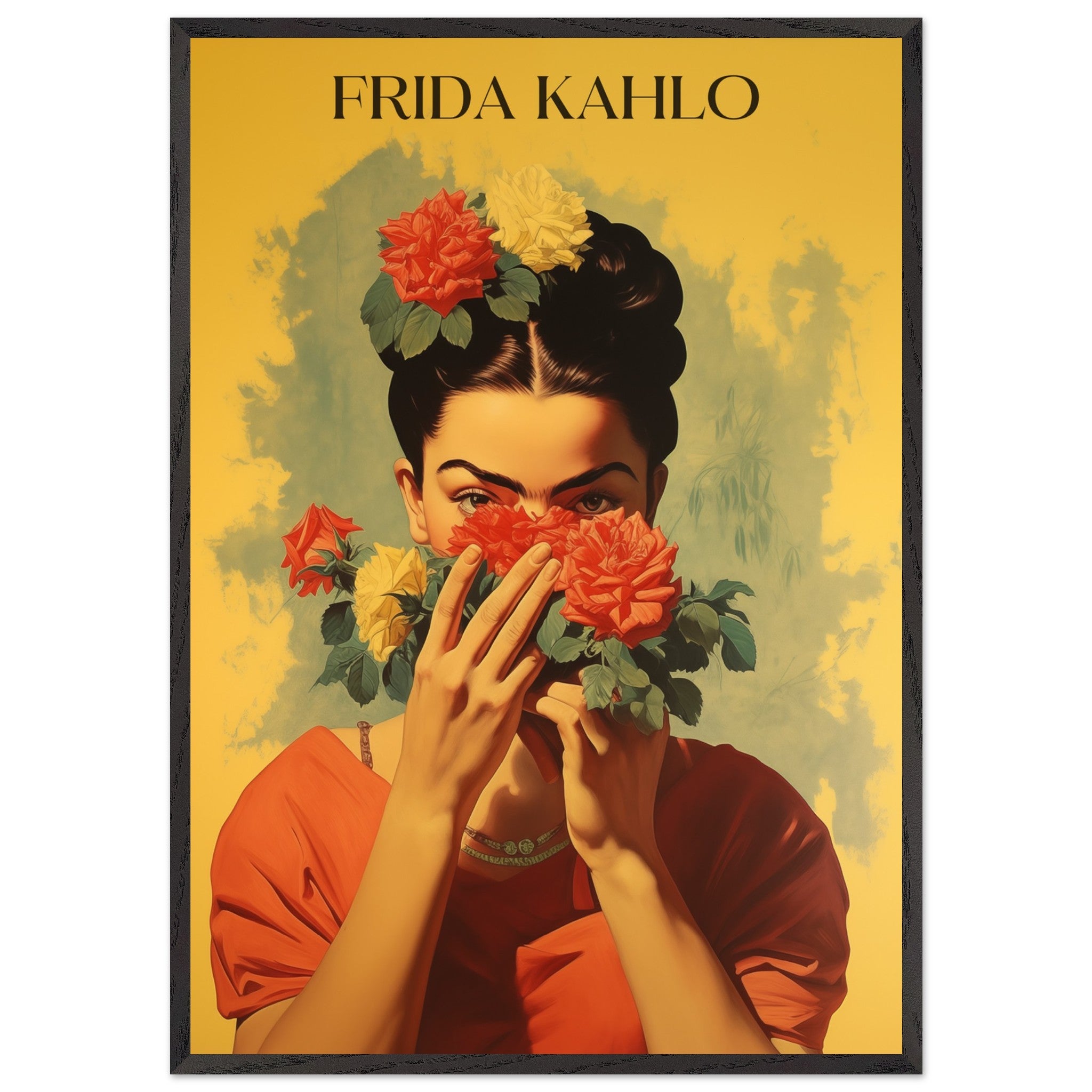 Artfulprints Poster met Lijst Frida Kahlo - Behind the bloom - 70x100