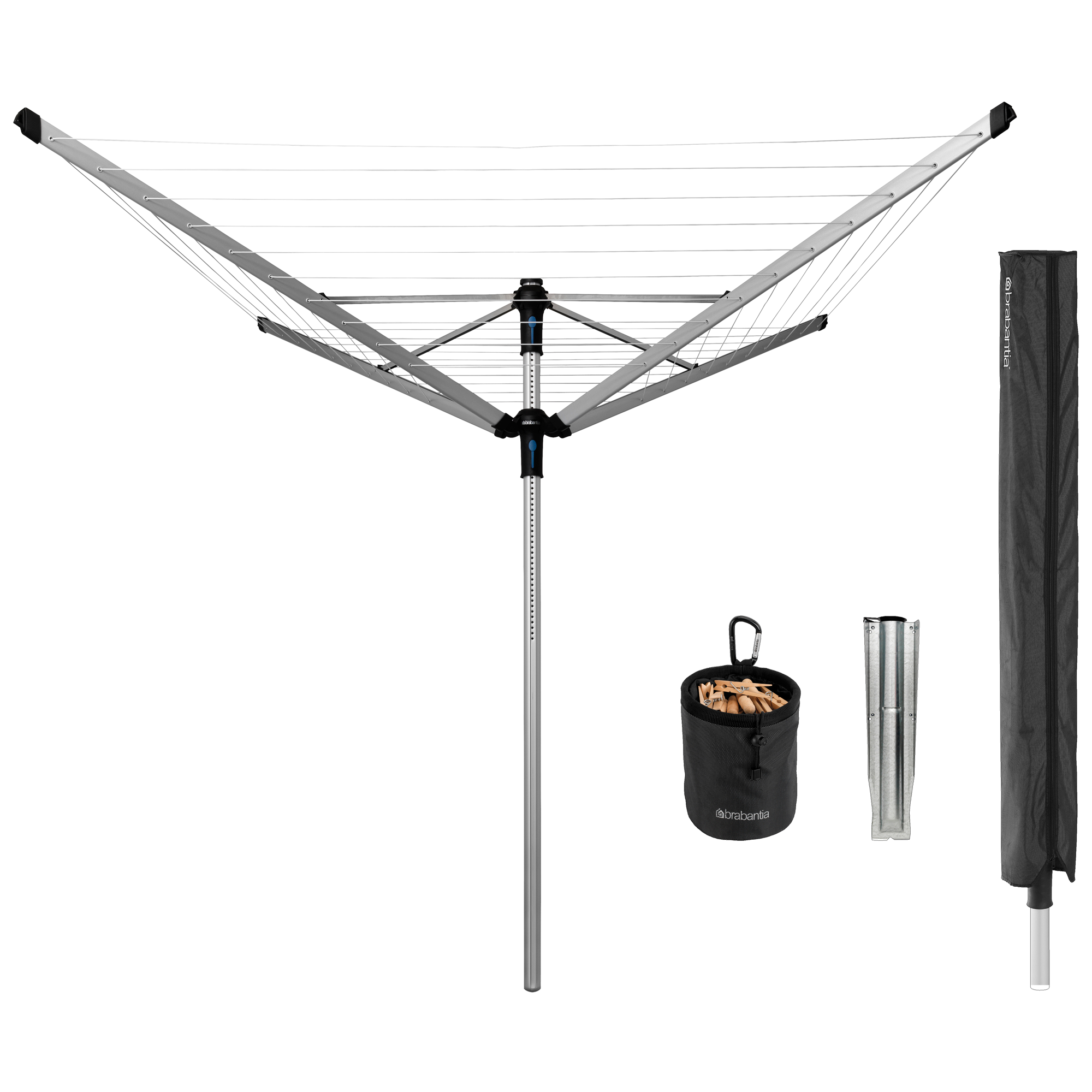 Brabantia Droogmolen Lift-O-Matic Advance, 60 meter met metalen gronda
