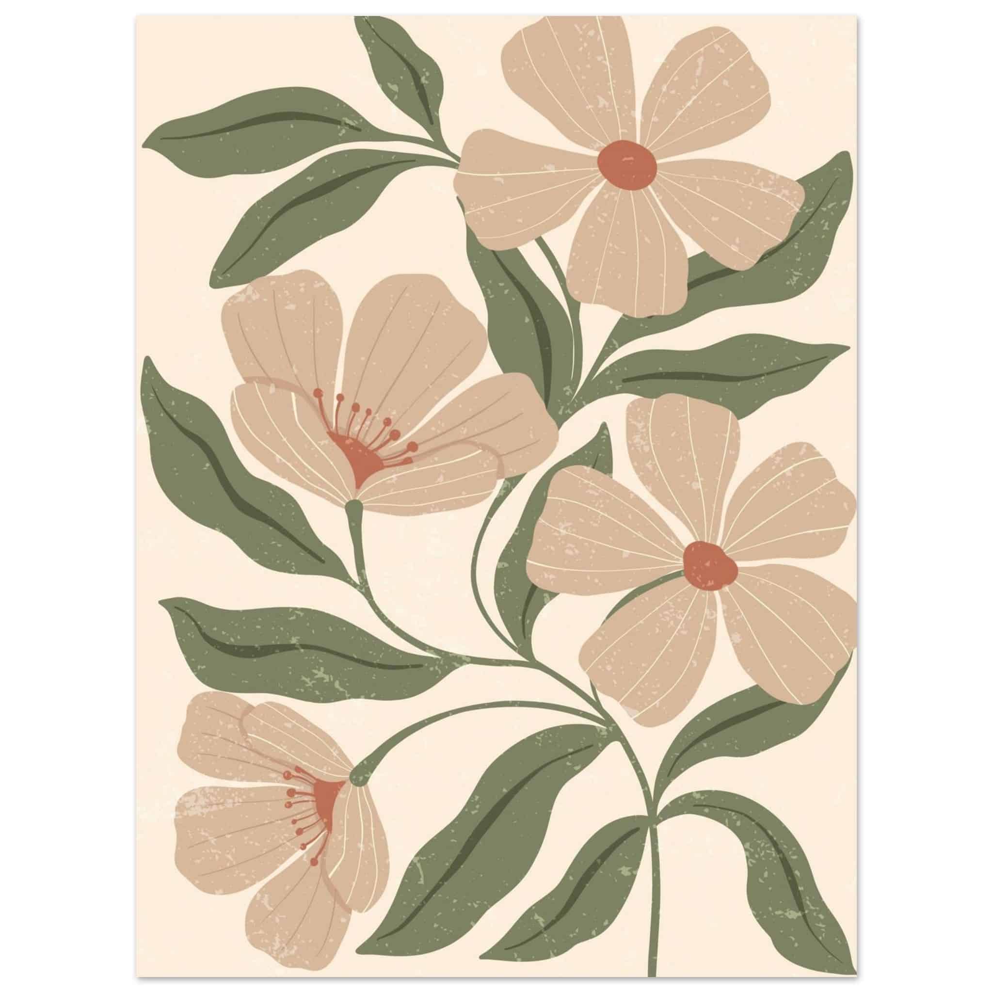 Artfulprints Poster Boho – Dusty florals - 30x40 cm - Groen