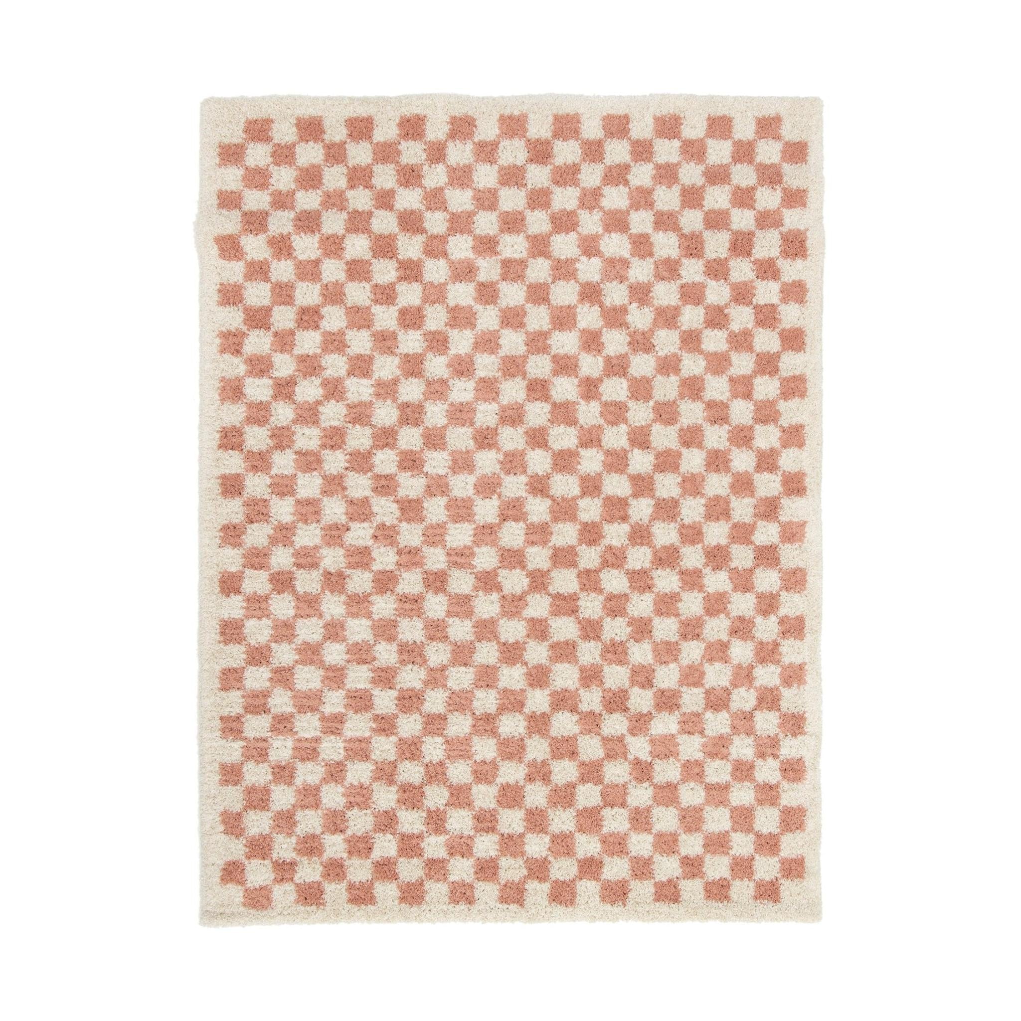 AFK Living vloerkleed Checkers - shaggy - roos - 200 x 290 cm