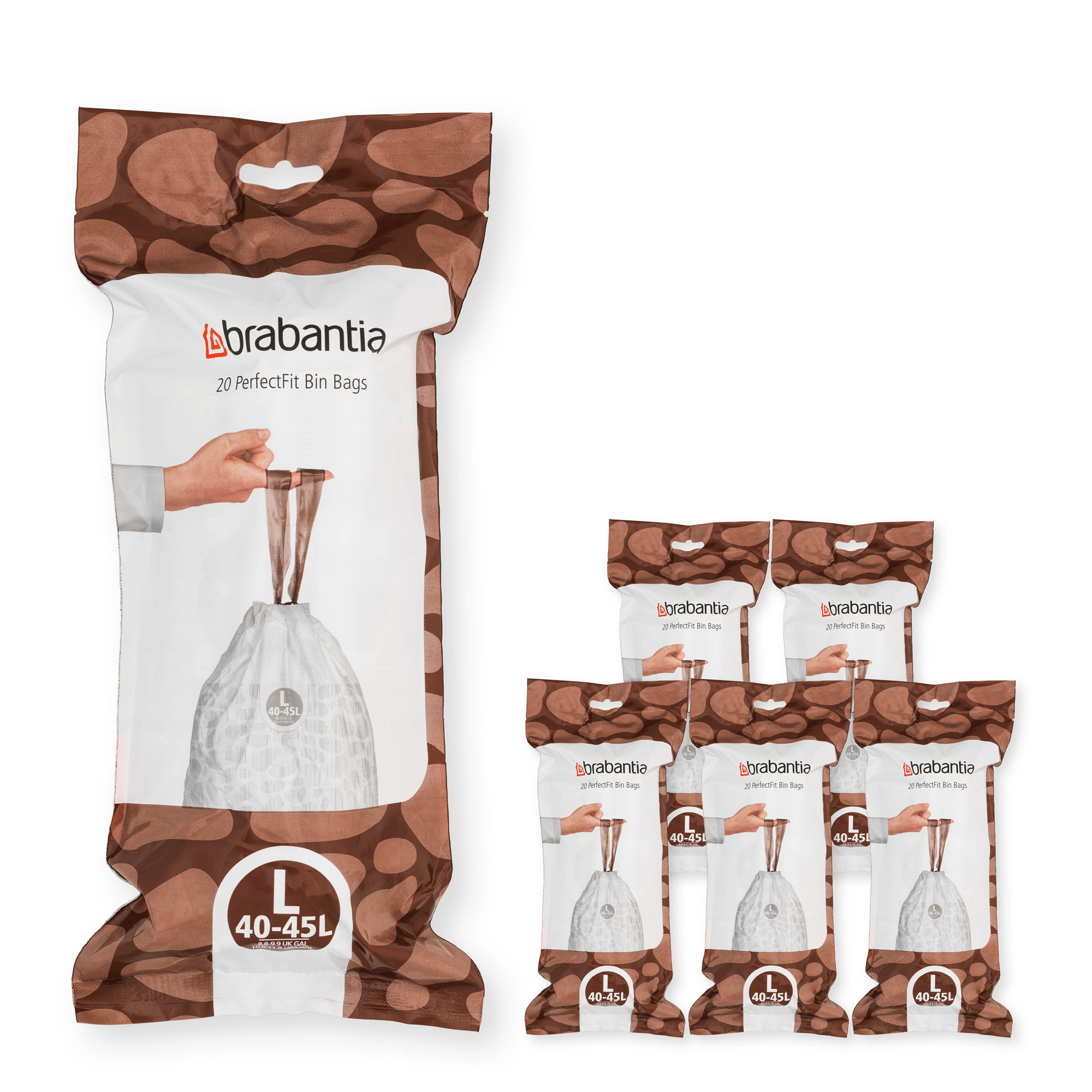 Brabantia PerfectFit afvalzak, code L, 40-45 liter, 120 stuks, set van