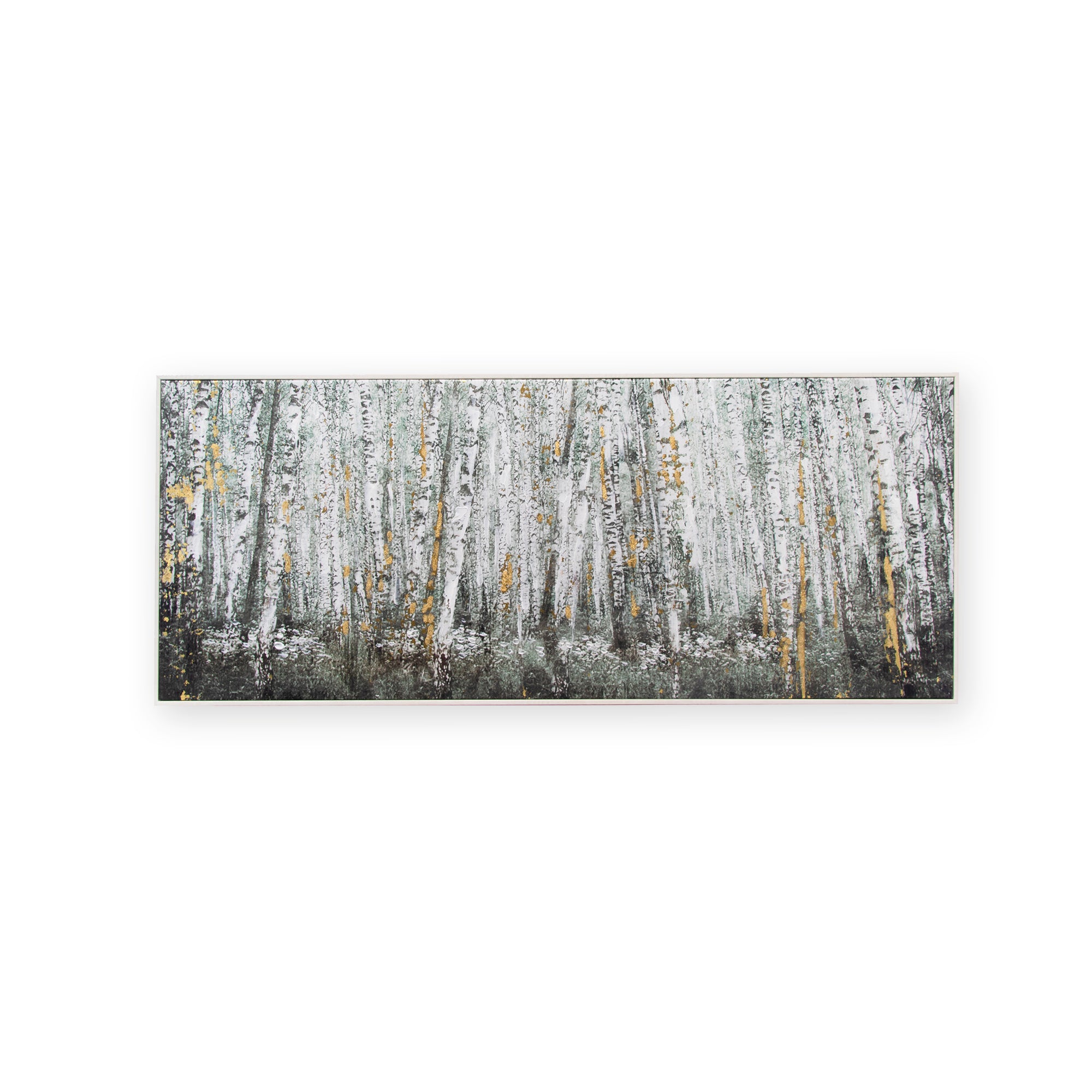 Art for the Home Canvas met handgeschilderde details - Birch woodland