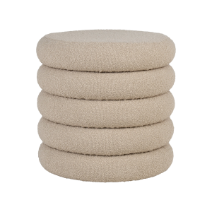 Artichok Willemijn poef bouclé beige – met opbergruimte – Ø 44 cm