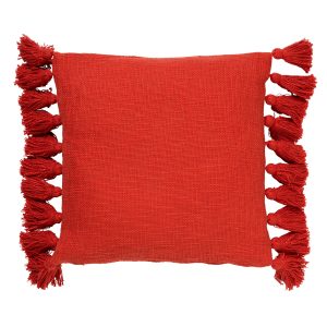 RUBY – Sierkussen 45×45 cm – 100% katoen – met flosjes – Aurora Red –