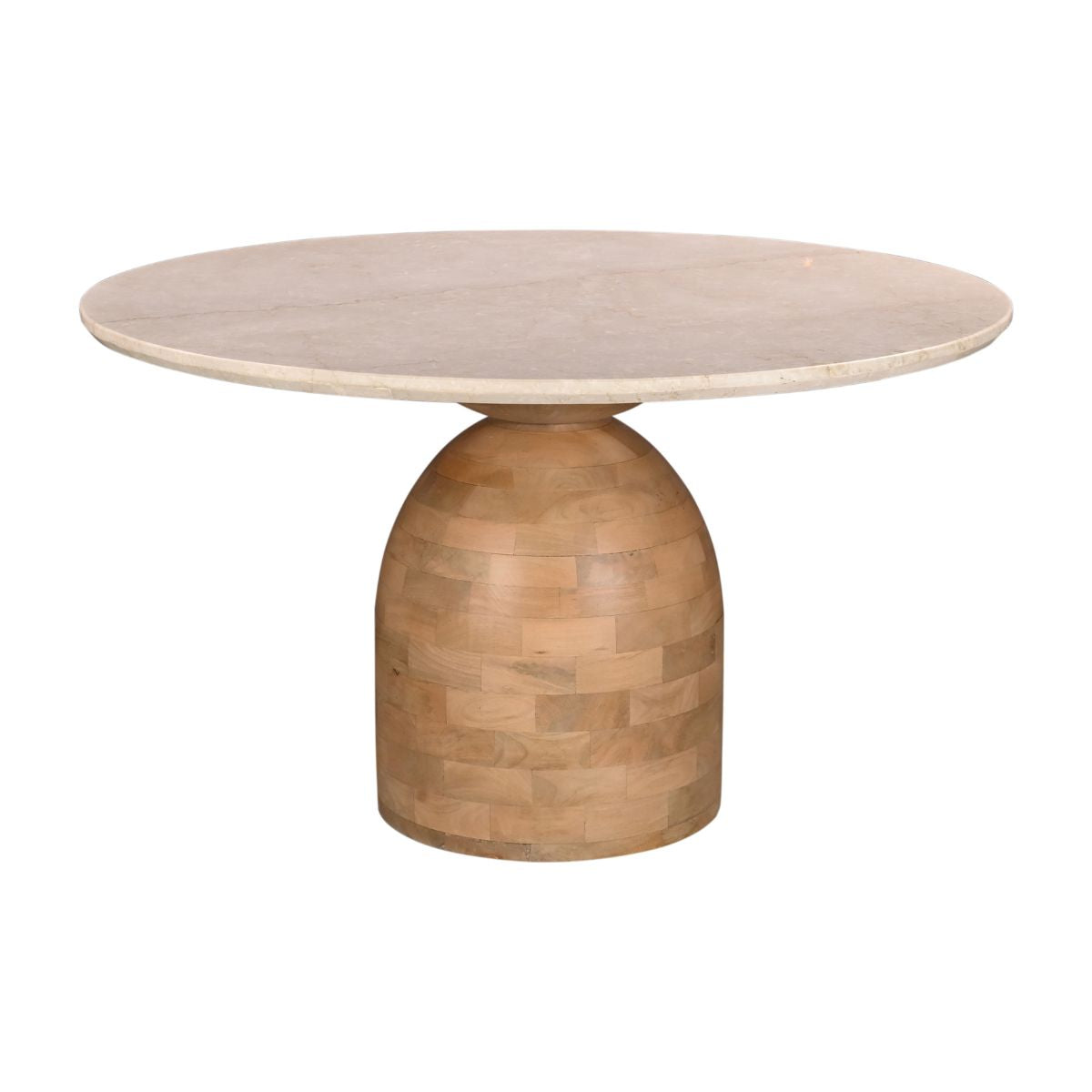 DÉJA Living Eettafel Miro Rond - Marmer/Hout - Naturel - 130x130x75cm