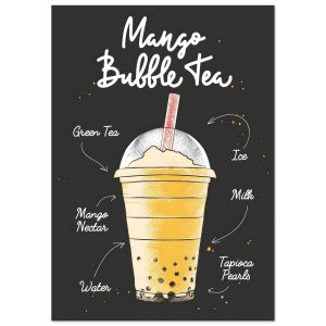 Artfulprints Mango Bubble Tea – Ingrediënten poster A4 21×29.7 cm Artfulprints Mango Bubble Tea – Ingrediënten poster A4 21×29.7 cm