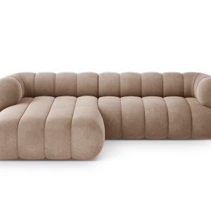 Cosmopolitan Design linker hoekbank Koge 5-zits, flueel donkerbeige – Cosmopolitan Design linker hoekbank Koge 5-zits, flueel donkerbeige –
