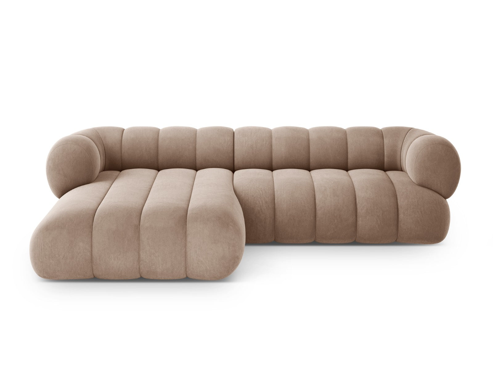 Cosmopolitan Design linker hoekbank Koge 5-zits, flueel donkerbeige -