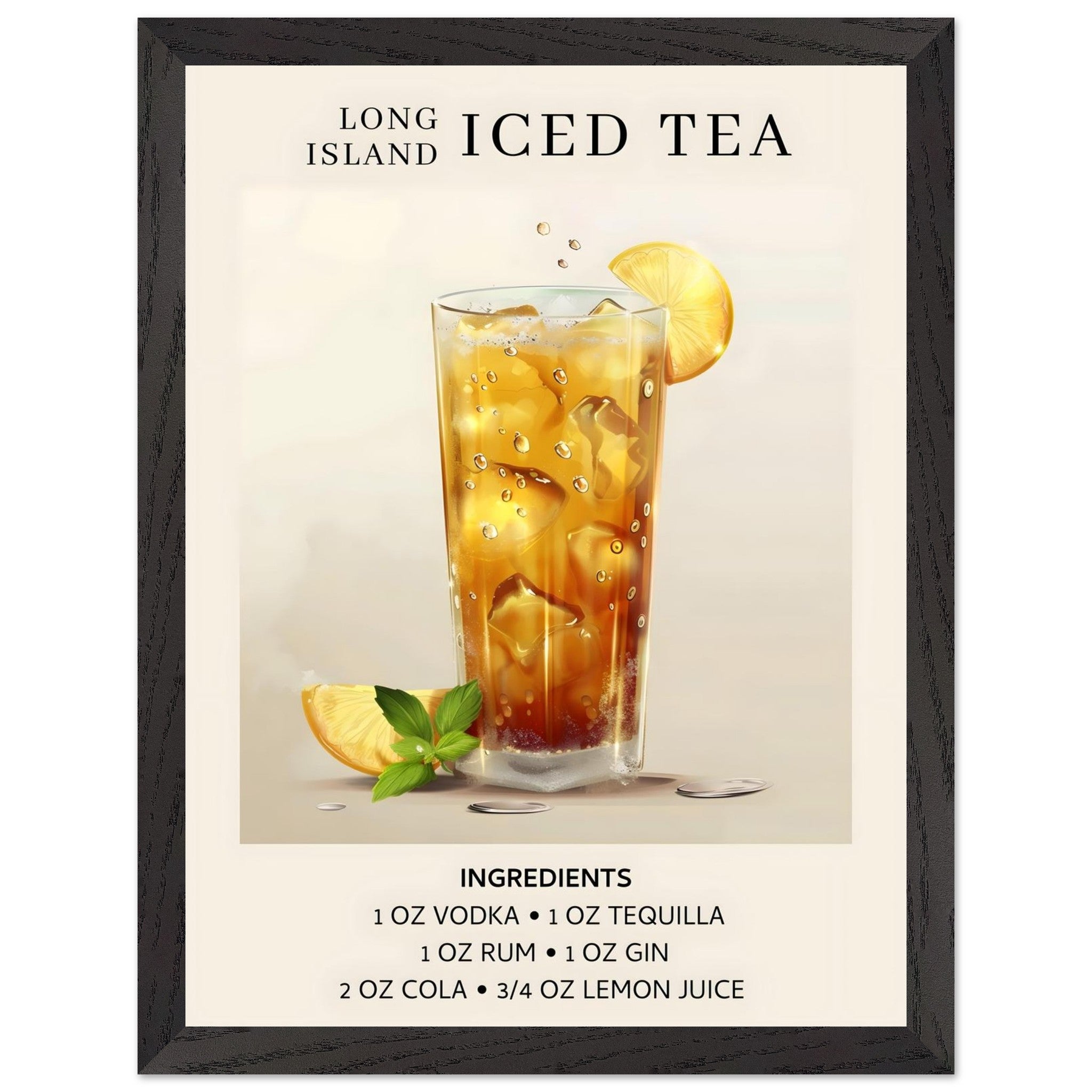 Artfulprints Poster met Lijst Long Island Iced Tea cocktail - Ingredië