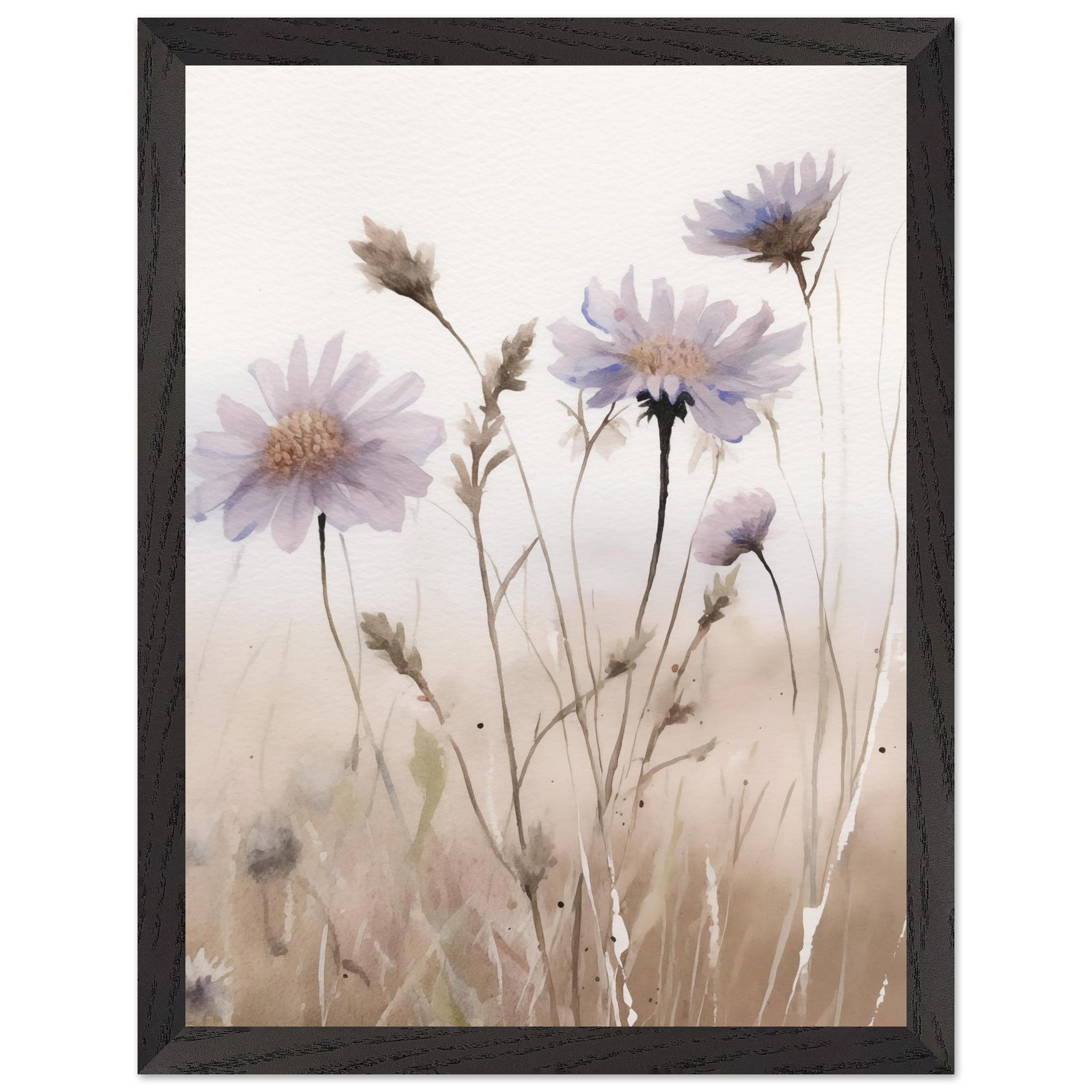 Artfulprints Poster met Lijst Flower aquarel 1 - 30x40 cm - Taupe