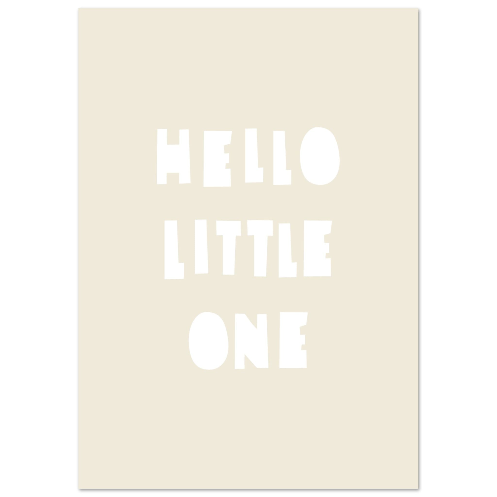 Artfulprints Poster Hello little one wit - A4 21x29.7 cm - Taupe