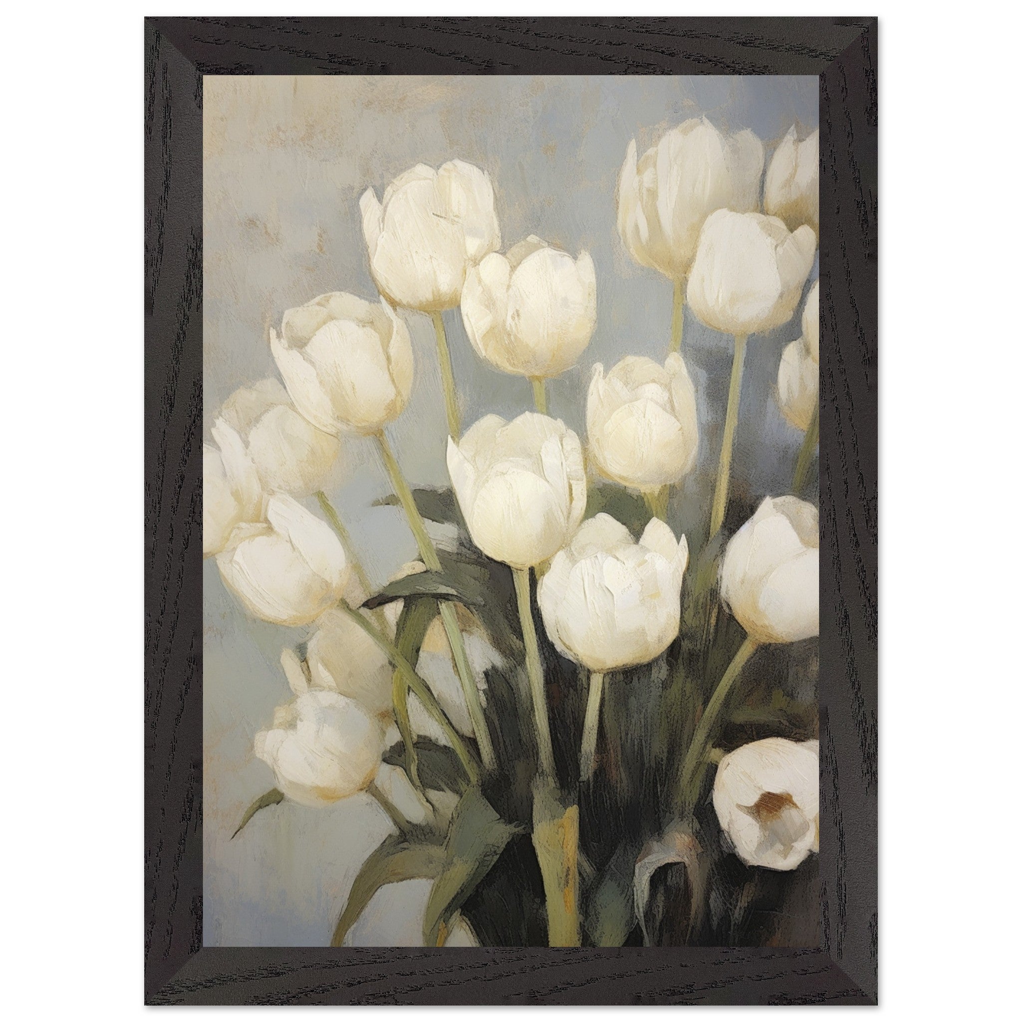 Artfulprints Poster met Lijst White tulips - A4 21x29.7 cm - Wit