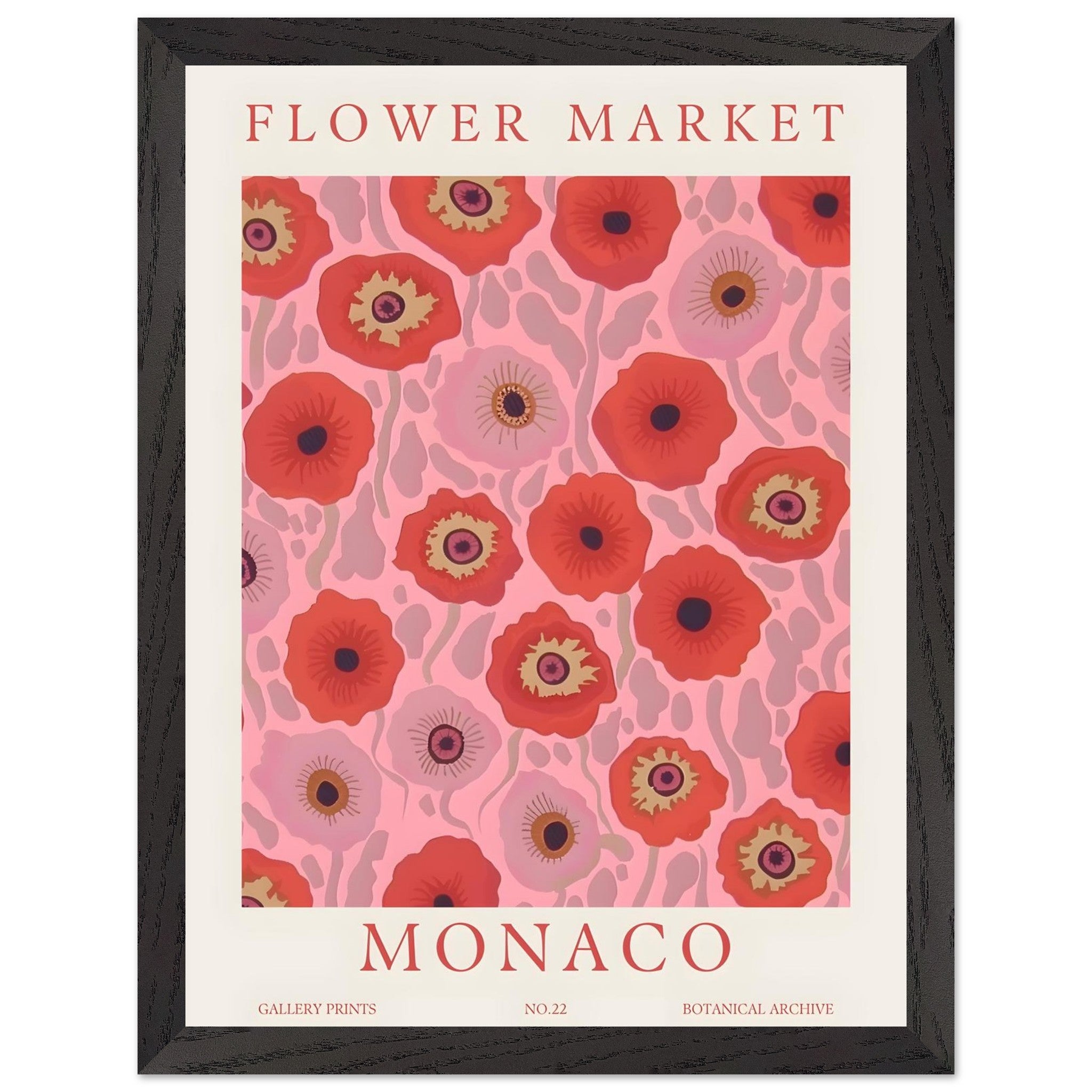 Artfulprints Poster met Lijst Flower market - Monaco - 30x40 cm - Roze