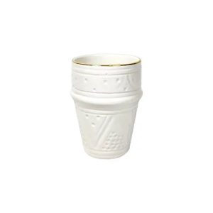 Chabi Chic Mok – Empreinte – wit/goud – keramiek – Ø 6 cm x H 6,5 cm (