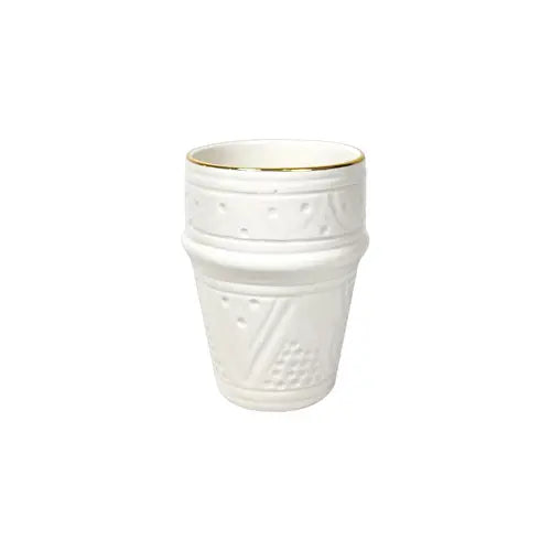 Chabi Chic Mok - Empreinte - wit/goud - keramiek - Ø 6 cm x H 6,5 cm (