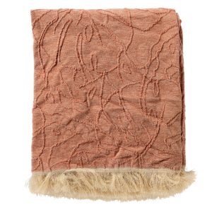MAYBEL – Plaid 140×180 cm – met ingeweven patroon – effen kleur met fr MAYBEL – Plaid 140×180 cm – met ingeweven patroon – effen kleur met fr