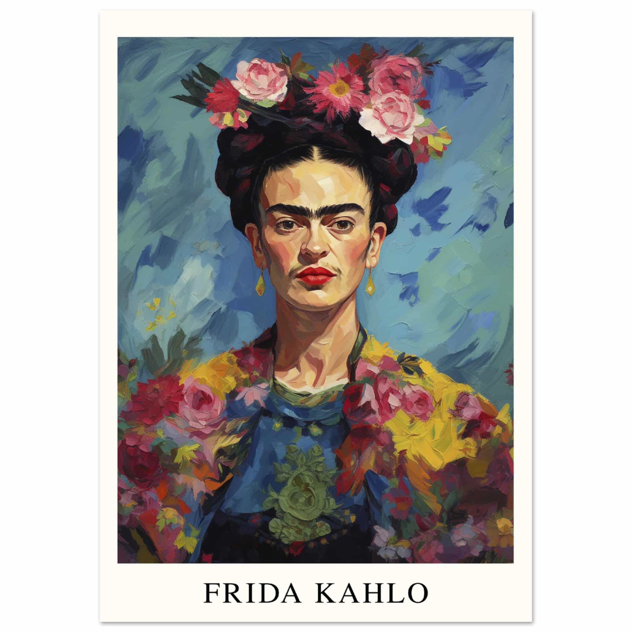 Artfulprints Poster Frida Kahlo - Painted floral portrait - A4 21x29.7