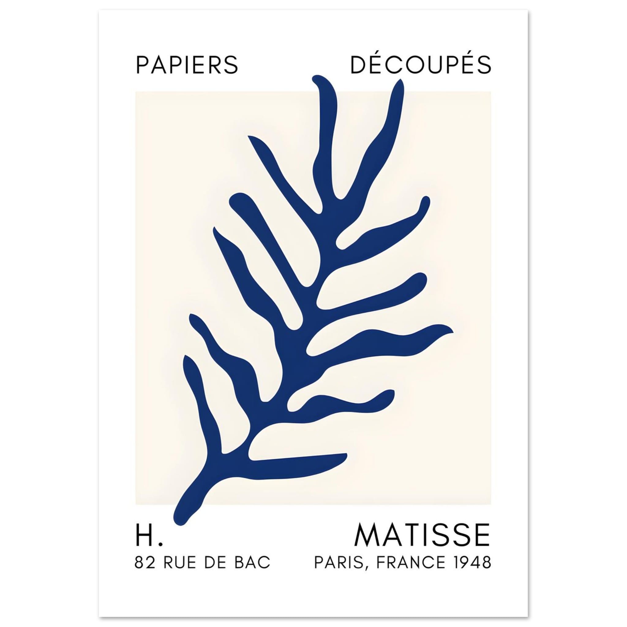 Artfulprints Poster Matisse – Ocean flora navy blue II - A4 21x29.7 cm