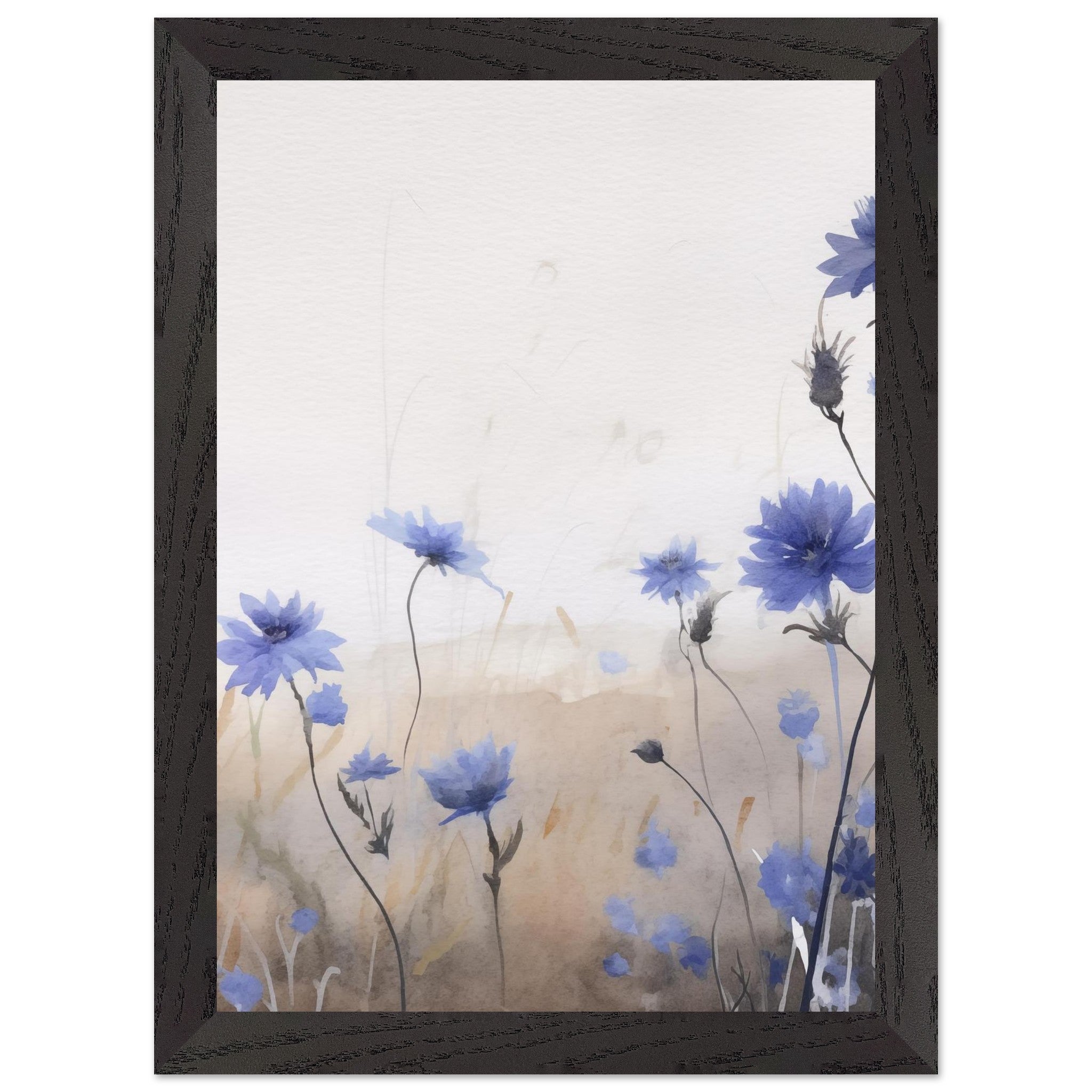 Artfulprints Poster met Lijst Flower aquarel 3 - A4 21x29.7 cm - Blauw