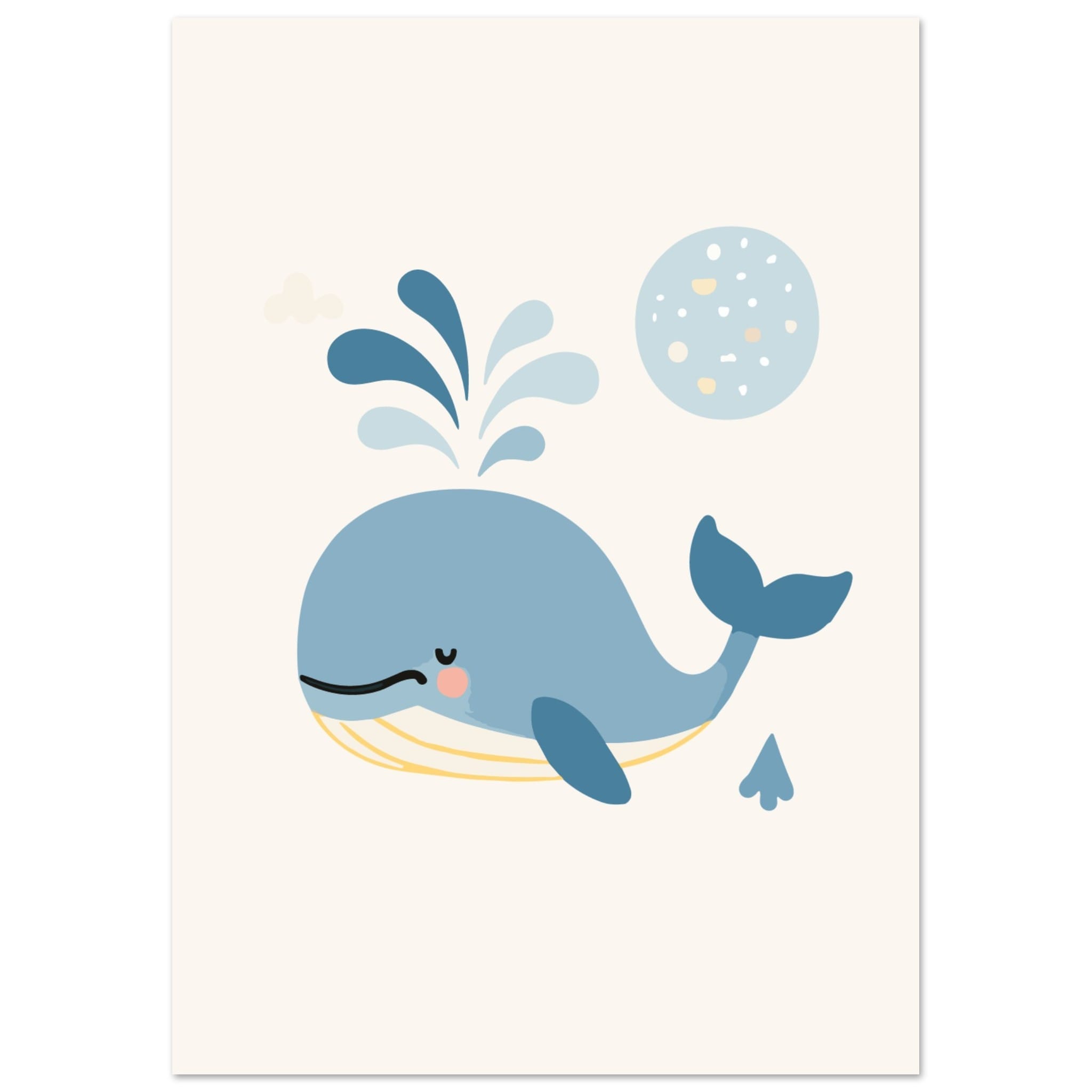 Artfulprints Poster Walvis Pastel - A4 21x29.7 cm - Blauw