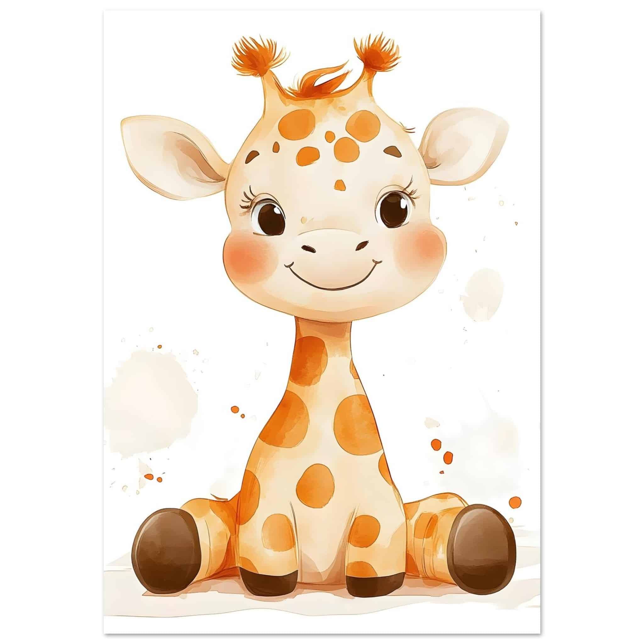 Artfulprints Poster Schattige baby giraffe - 70x100 cm - Geel