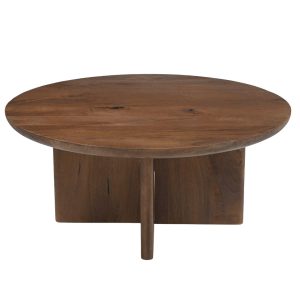 DÉJA Living Salontafel Helsinki – Rond Donkerbruin Hout – 80x80x35cm