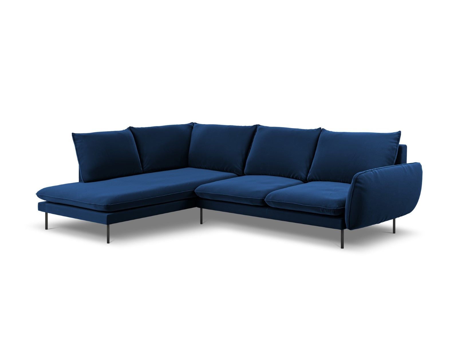 Cosmopolitan Design linker hoekbank Vienna 6-zits, flueel, koningsblau