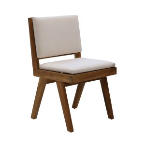 DÉJA Living Eetkamerstoel Lowen – Stof/Teakhout – Beige – Set van 2 DÉJA Living Eetkamerstoel Lowen – Stof/Teakhout – Beige – Set van 2