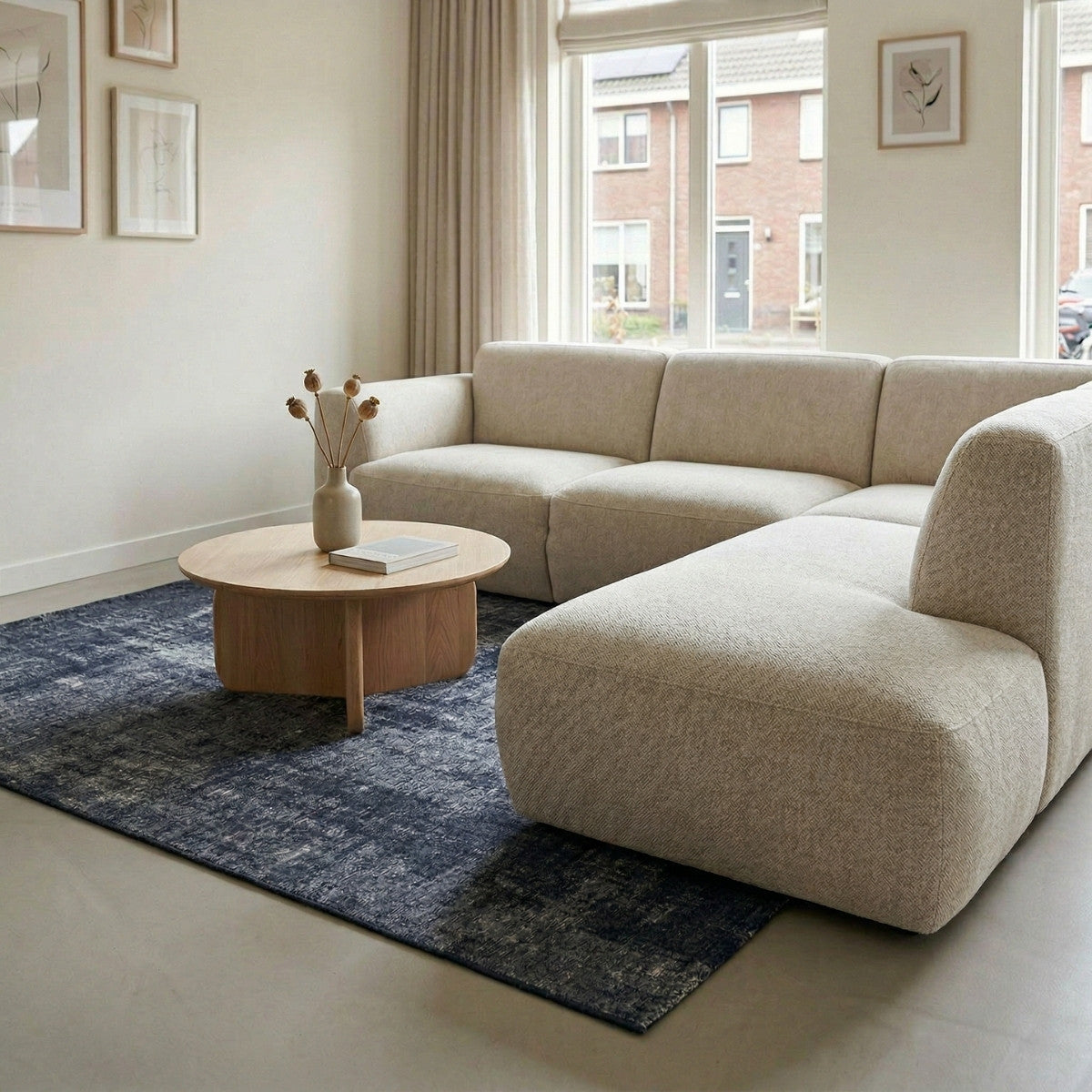 DÉJA Living Vloerkleed Ruma - Donkerblauw Stof - 80x150cm