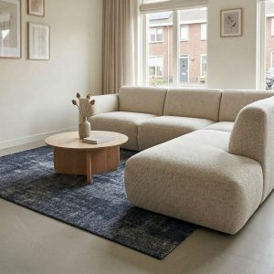 DÉJA Living Vloerkleed Ruma – Donkerblauw Stof – 200x200cm DÉJA Living Vloerkleed Ruma – Donkerblauw Stof – 200x200cm