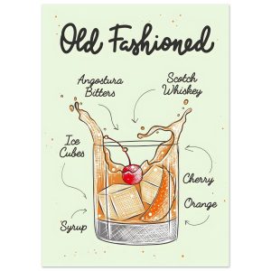 Artfulprints Old Fashioned cocktail I – Illustratie poster 50×70 cm Artfulprints Old Fashioned cocktail I – Illustratie poster 50×70 cm