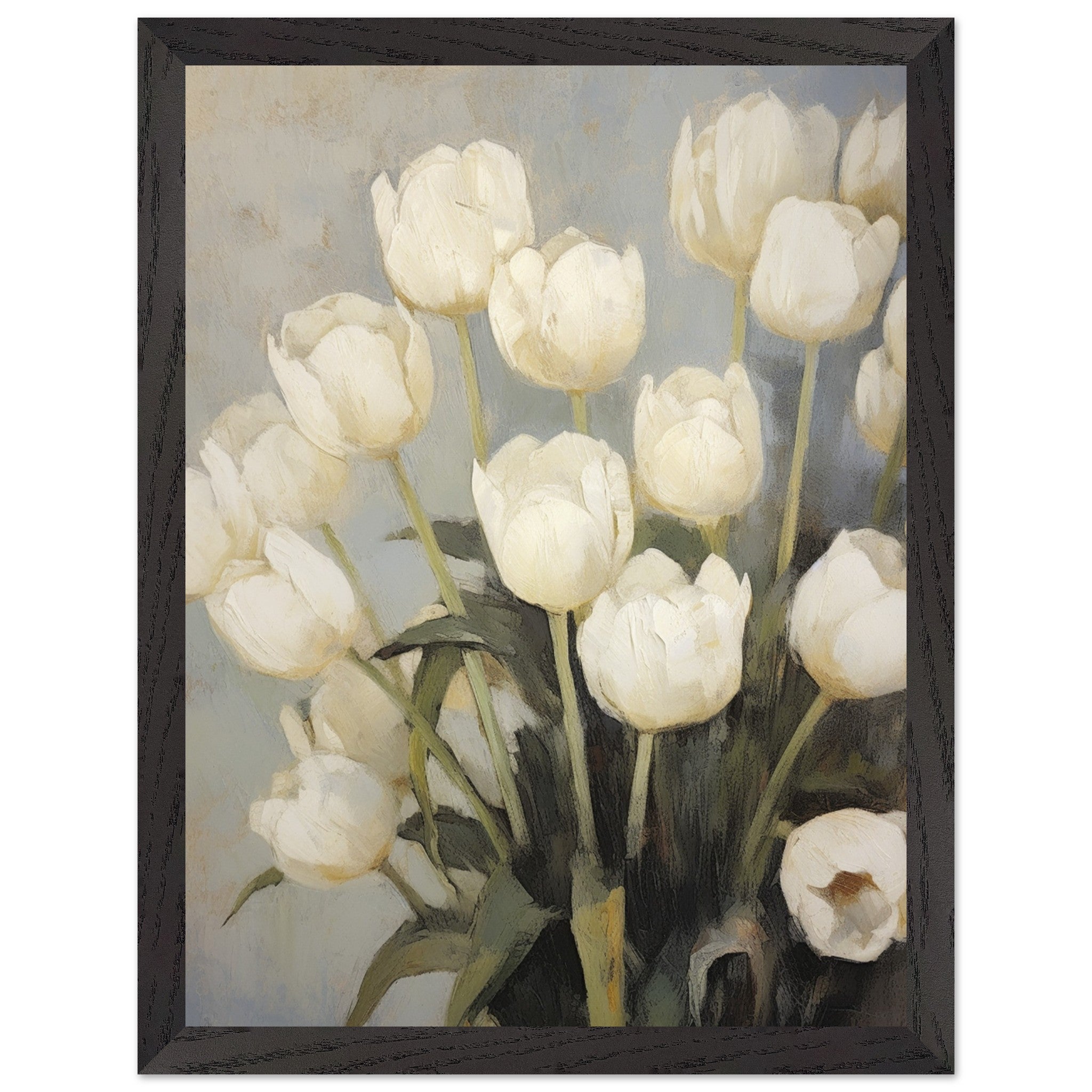Artfulprints Poster met Lijst White tulips - 30x40 cm - Wit