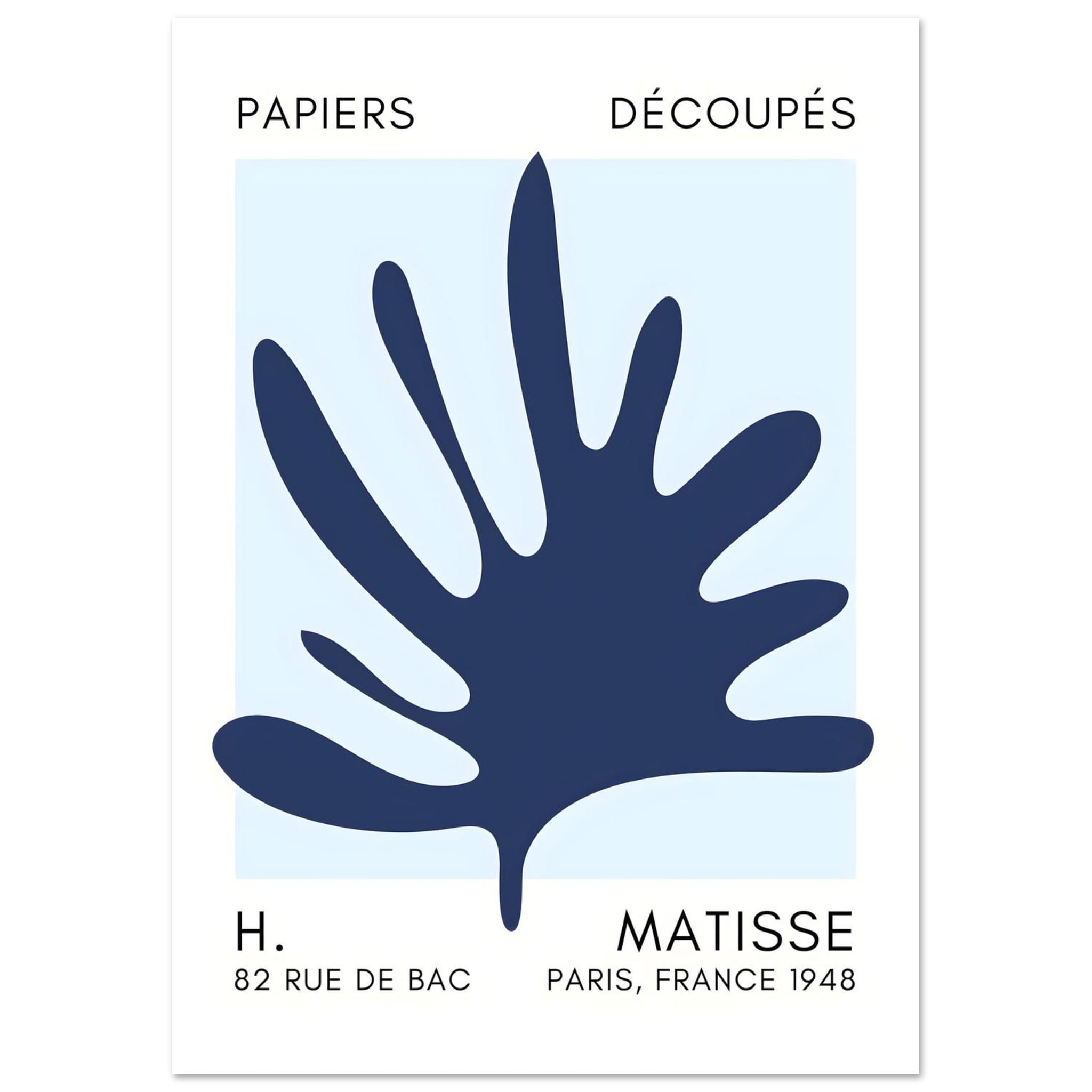 Artfulprints Poster Matisse – Coral drift navy blue I - A4 21x29.7 cm