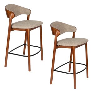 Dutchbone Babington Barkrukken rugleuning 66 cm Walnoot kleur – Set va Dutchbone Babington Barkrukken rugleuning 66 cm Walnoot kleur – Set va